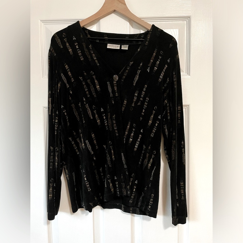 Chicos Travelers Slinky Button Front Cardigan